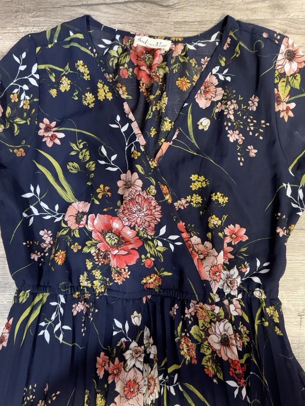 Indigo Rose Women’s PL Petite Large Navy Floral Long Sleeve Maxi Dress - Picture 9 of 11